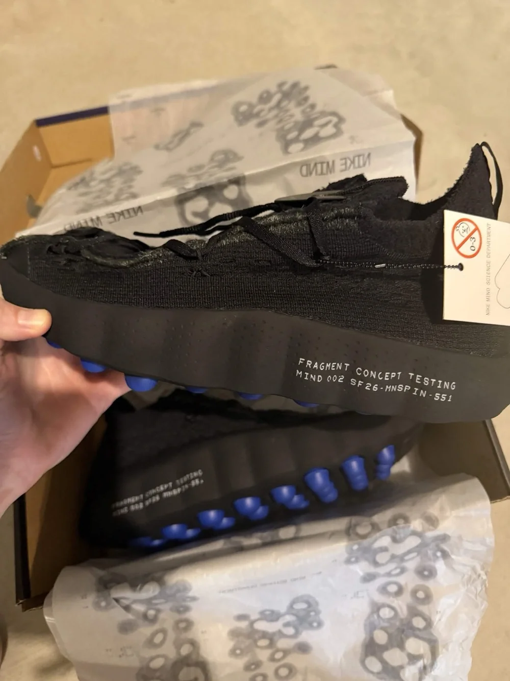 Nike x Fragment Mind 002 Black Sneakers Size 10